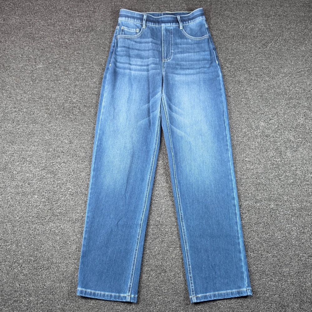 Halara Wide Leg Jeans Blue Womens XS Petite Pull On High Waist Denim Boho Faded